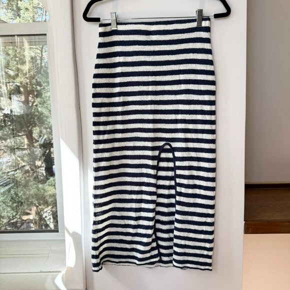 NWT Free People Bailey 3 Piece Sweater Set Skirt Top Terry Navy Blue White - Picture 8 of 16
